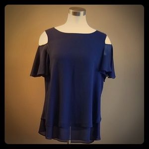 NAVY CHIFFON BLOUSE